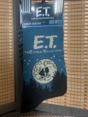E.T. Licensed Crew Socks in Teal and Black - Graphic Men’s Socks